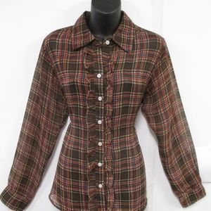 Georgette plaid ladies Top. BRAND NEW.
